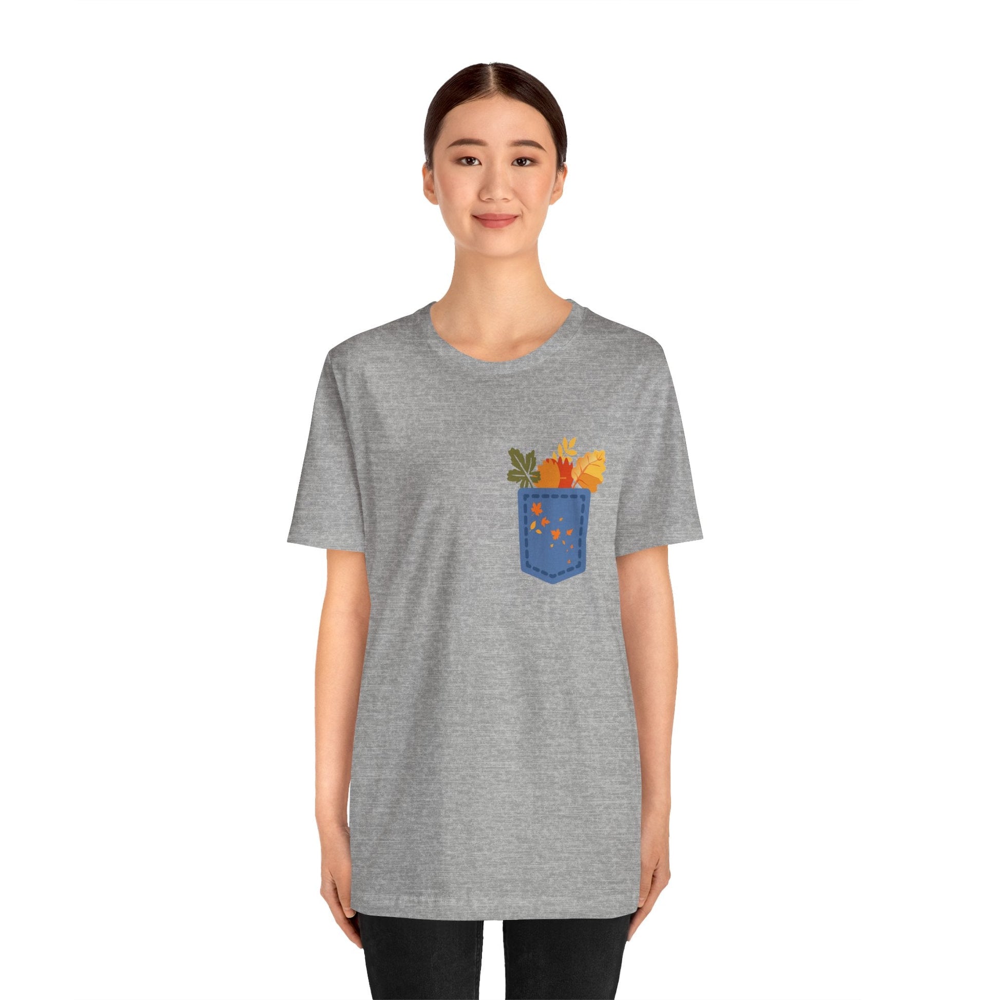 Pocket Boho Tee - Funny Botanic Autumn Design Printify