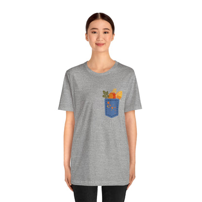 Pocket Boho Tee - Funny Botanic Autumn Design Printify
