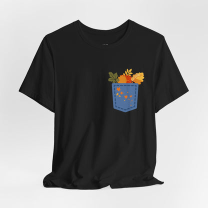 Pocket Boho Tee - Funny Botanic Autumn Design Printify
