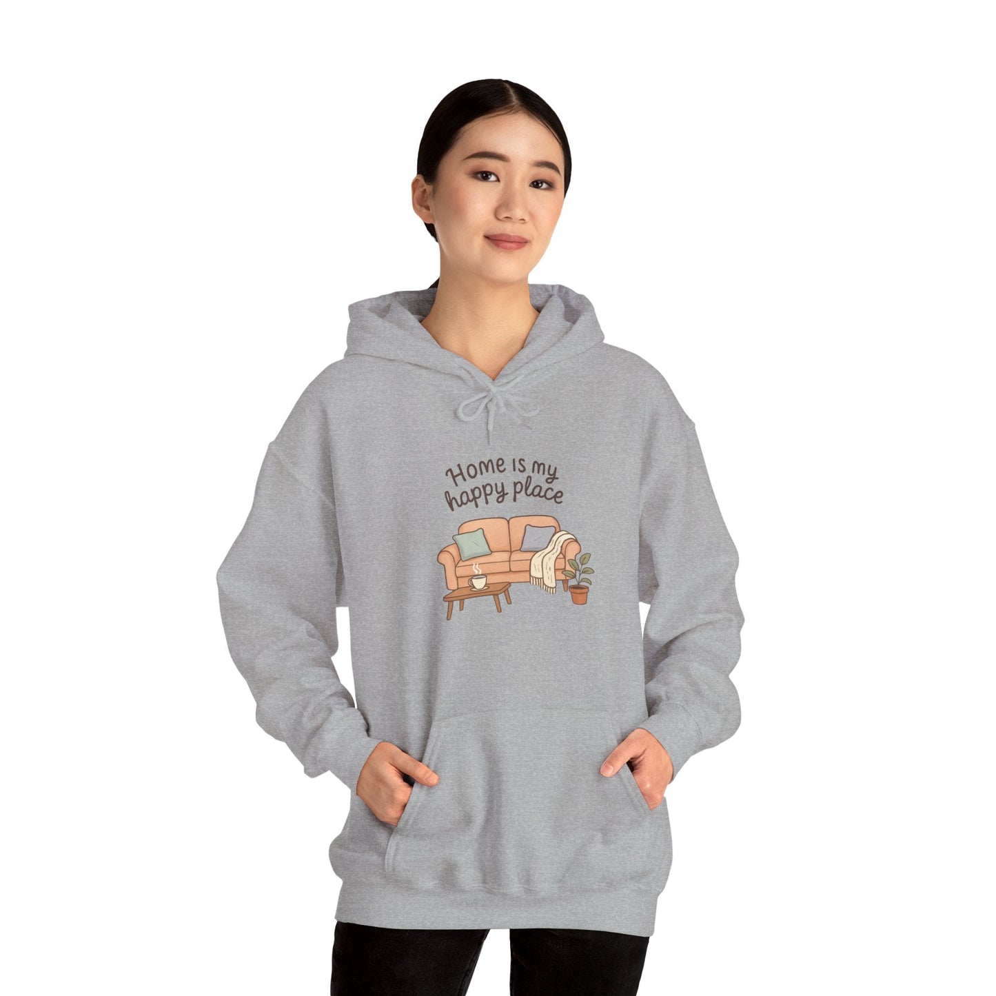 Hooded Sweatshirt - 'Home Is My Happy Place' Design Boho Wear