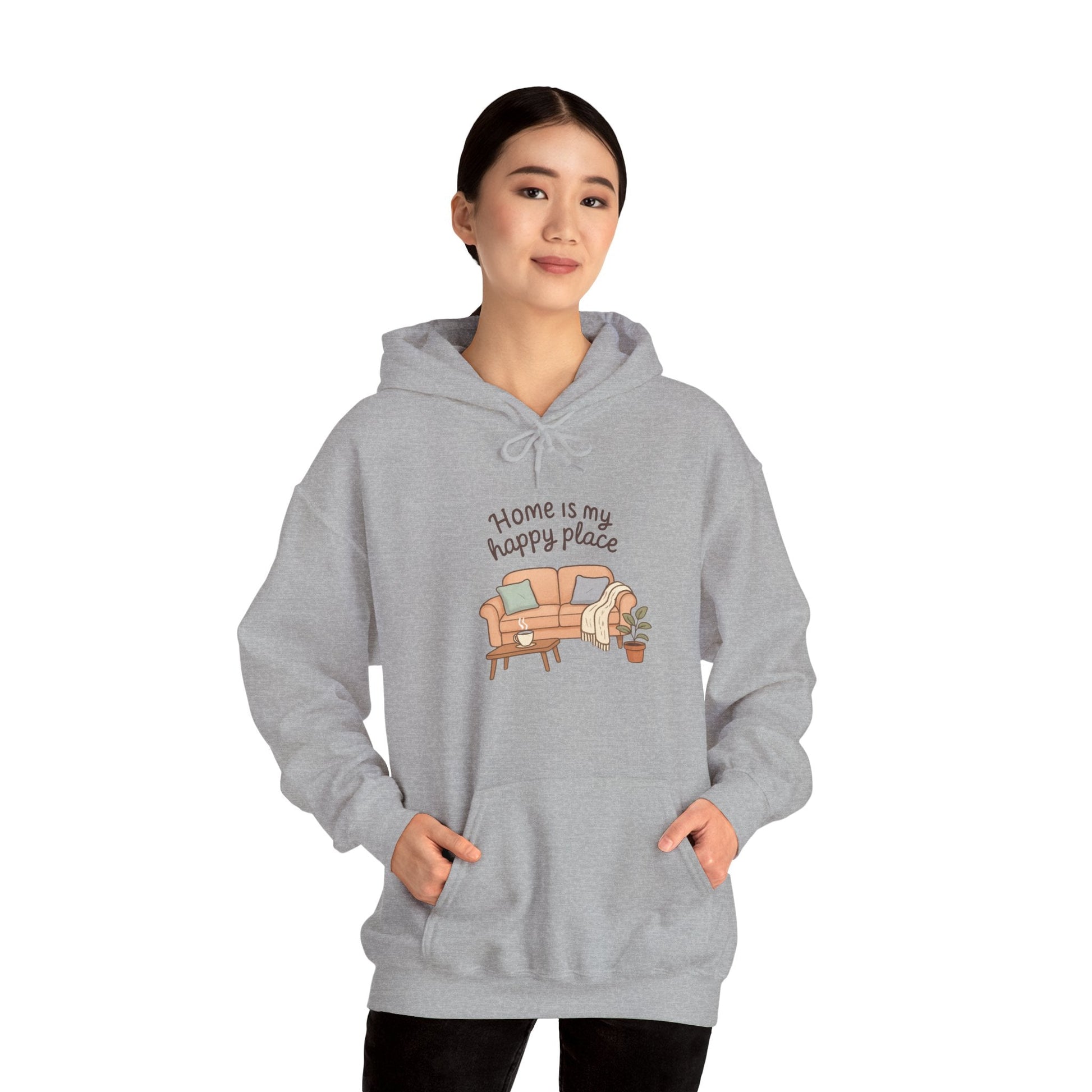 Hooded Sweatshirt - 'Home Is My Happy Place' Design Boho Wear