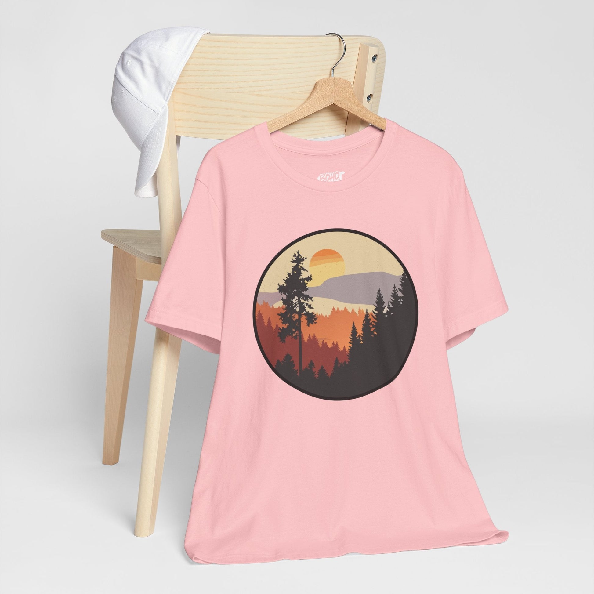 Sunset Forest Unisex Tee | Nature Lover Shirt, Hiking Apparel, Outdoor Gift, Eco-Friendly Fashion, Casual Wear Boho Wear