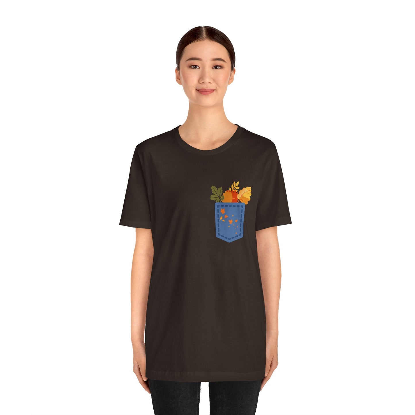 Pocket Boho Tee - Funny Botanic Autumn Design Printify