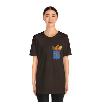 Pocket Boho Tee - Funny Botanic Autumn Design Printify