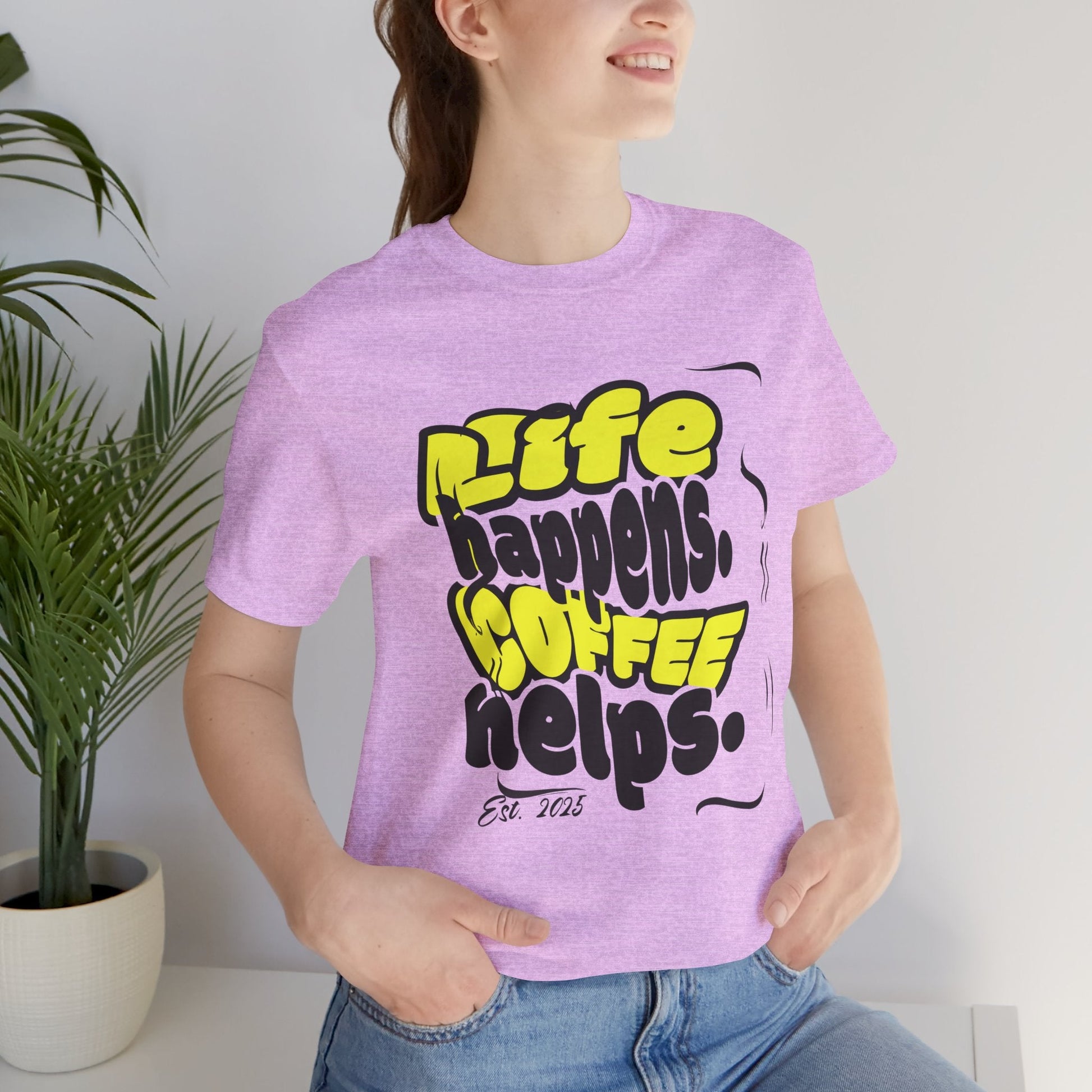 Coffee Lover T-Shirt - Life happens Coffee helps Boho Wear