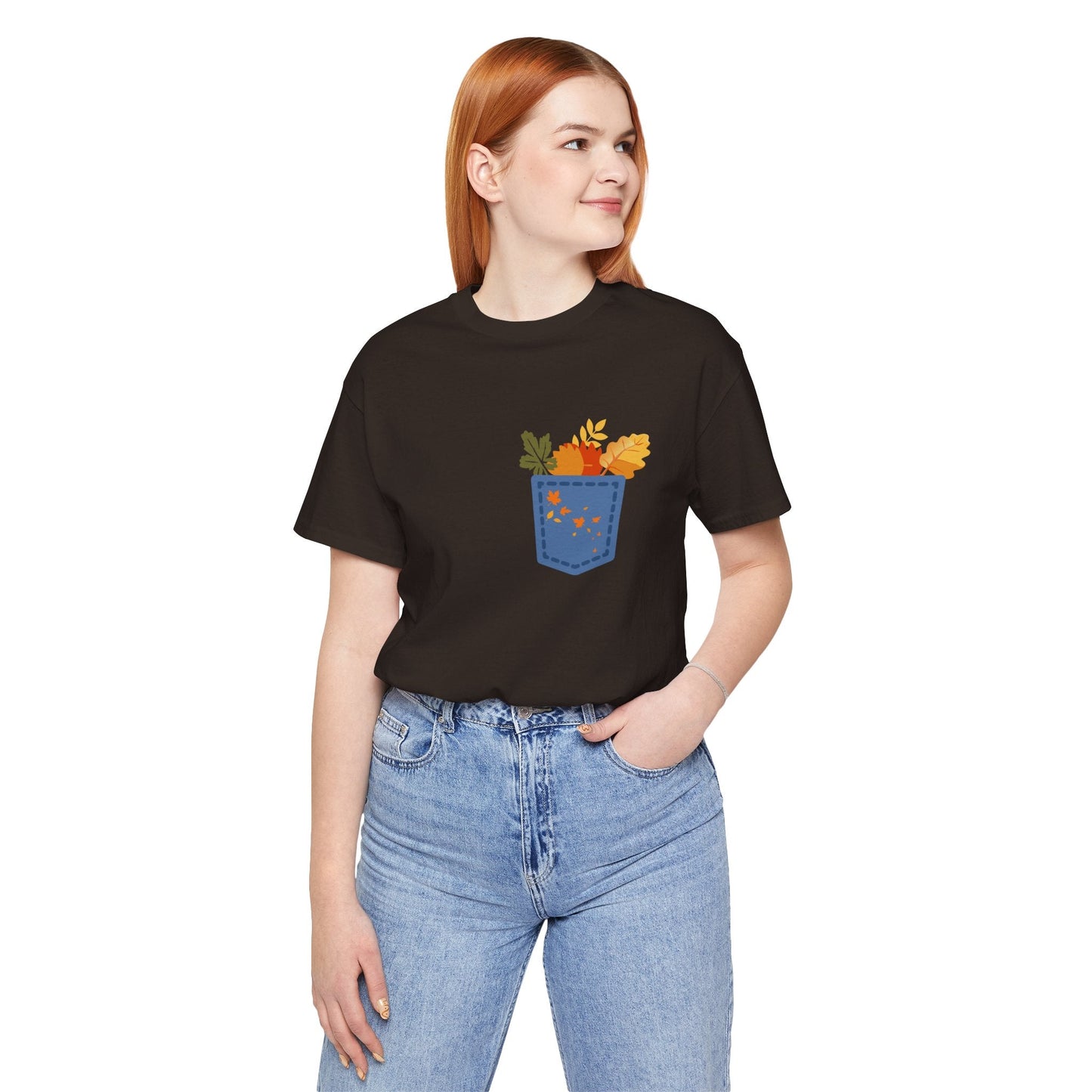 Pocket Boho Tee - Funny Botanic Autumn Design Printify