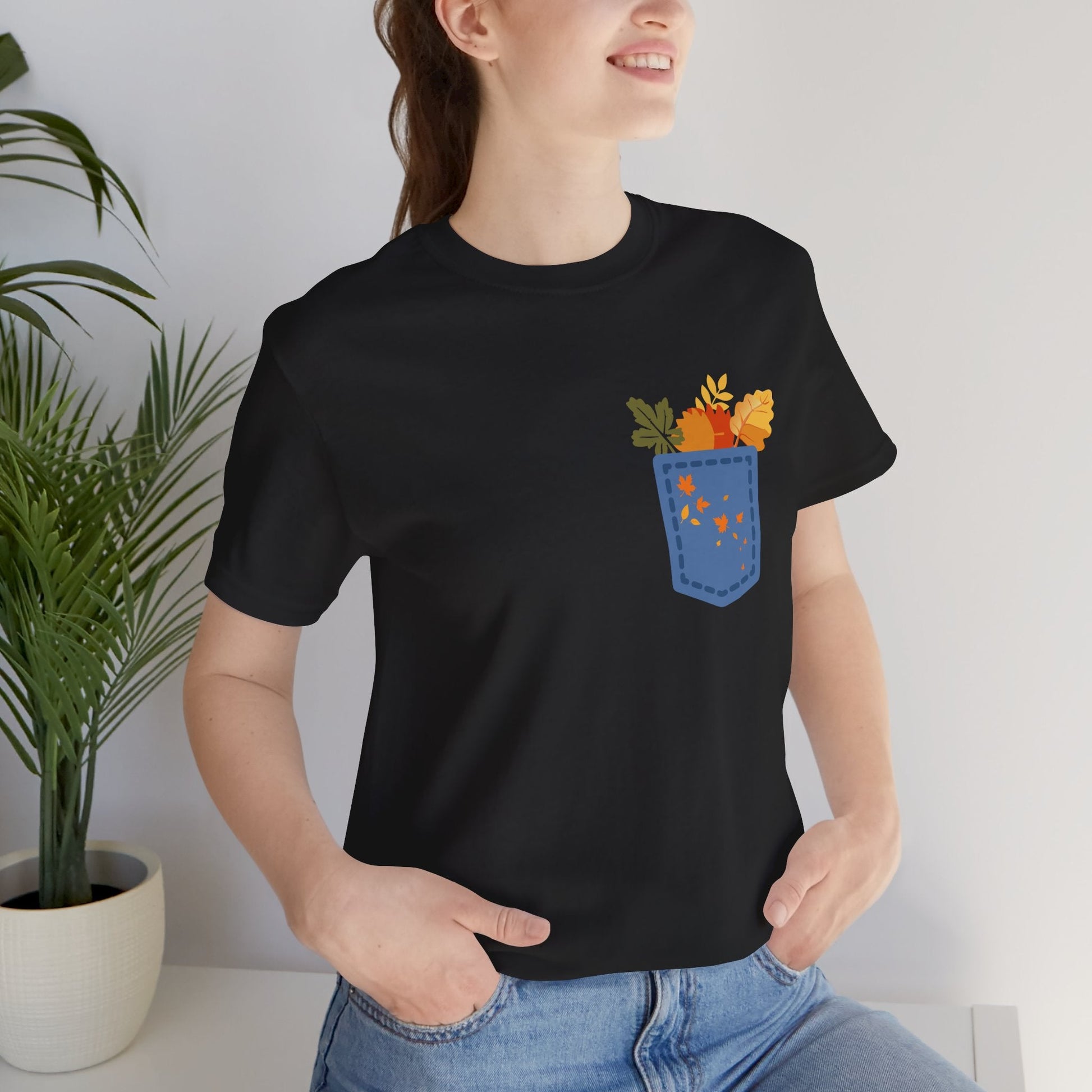 Pocket Boho Tee - Funny Botanic Autumn Design Printify