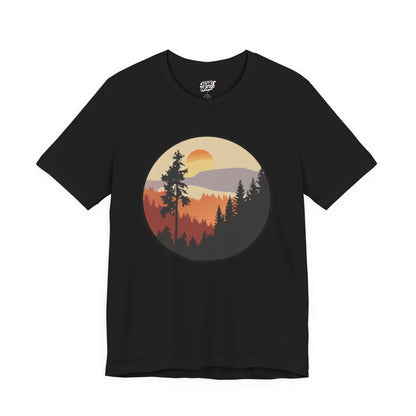Sunset Forest Unisex Tee | Nature Lover Shirt, Hiking Apparel, Outdoor Gift, Eco-Friendly Fashion, Casual Wear Boho Wear