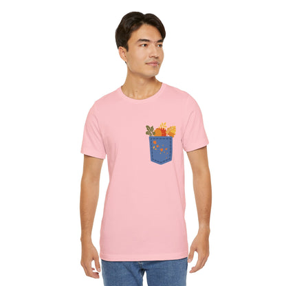 Pocket Boho Tee - Funny Botanic Autumn Design Boho Wear