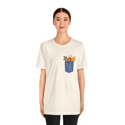 Pocket Boho Tee - Funny Botanic Autumn Design Printify