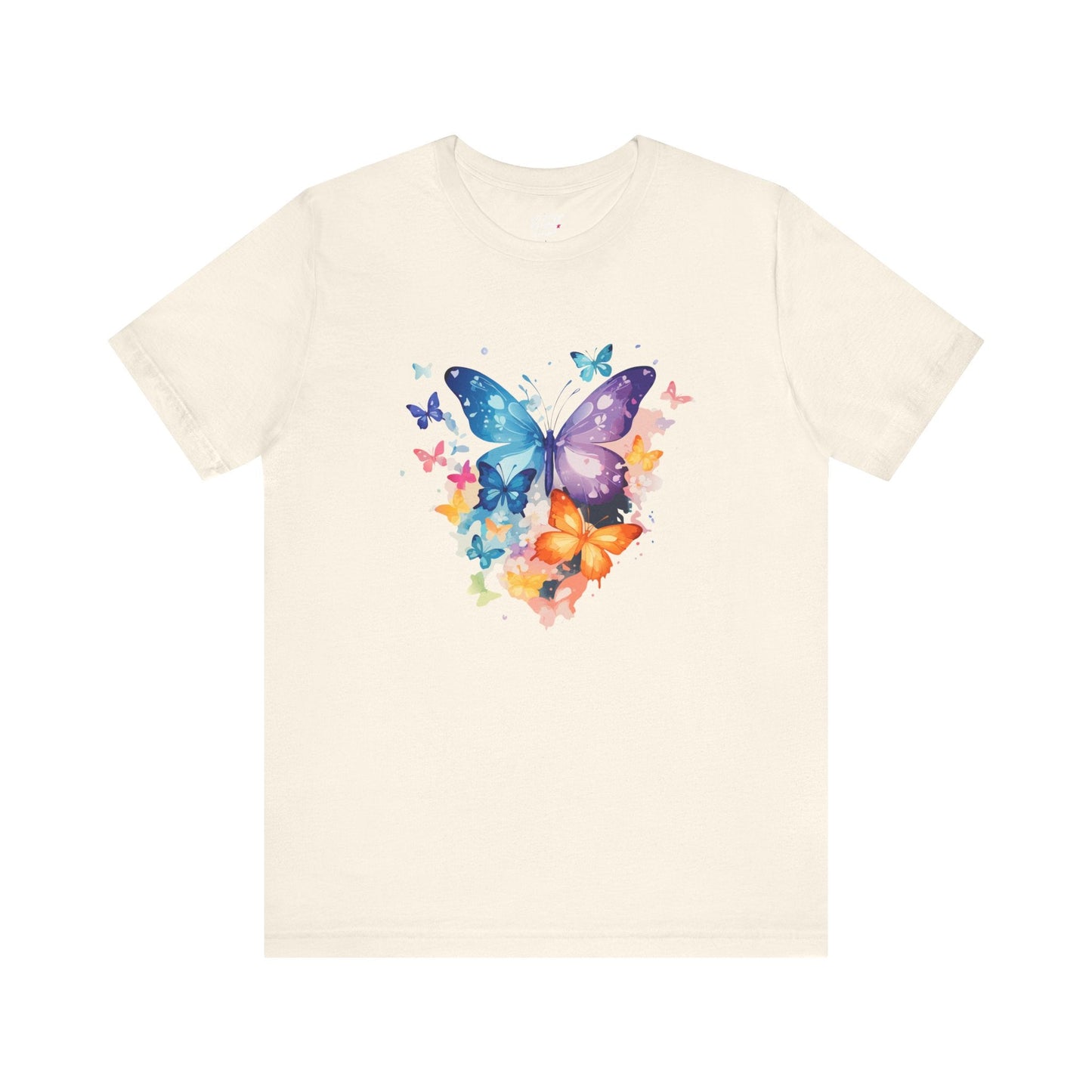 Colorful Butterfly Unisex Jersey Tee, Floral Tee, Butterfly Art Shirt, Gift for Nature Lovers, Summer Style, Nature Inspired Apparel Boho Wear