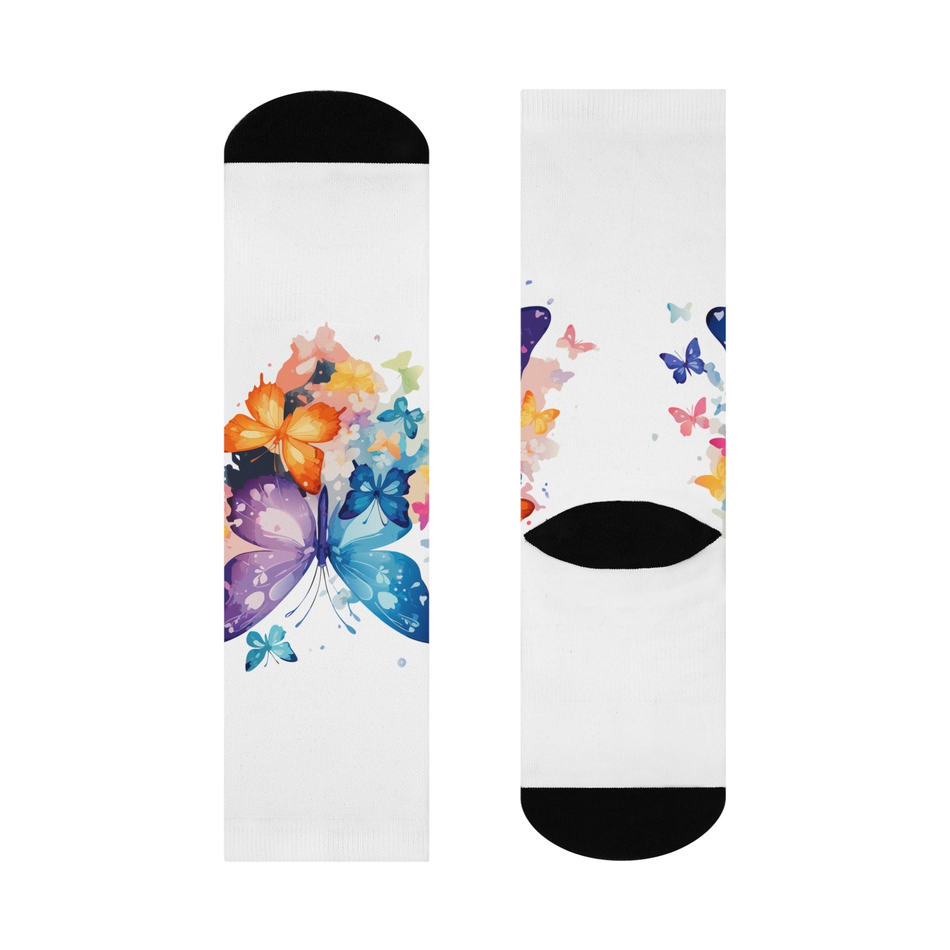 Butterfly Blossom Cushioned Crew Socks - Colorful & Comfortable Printify