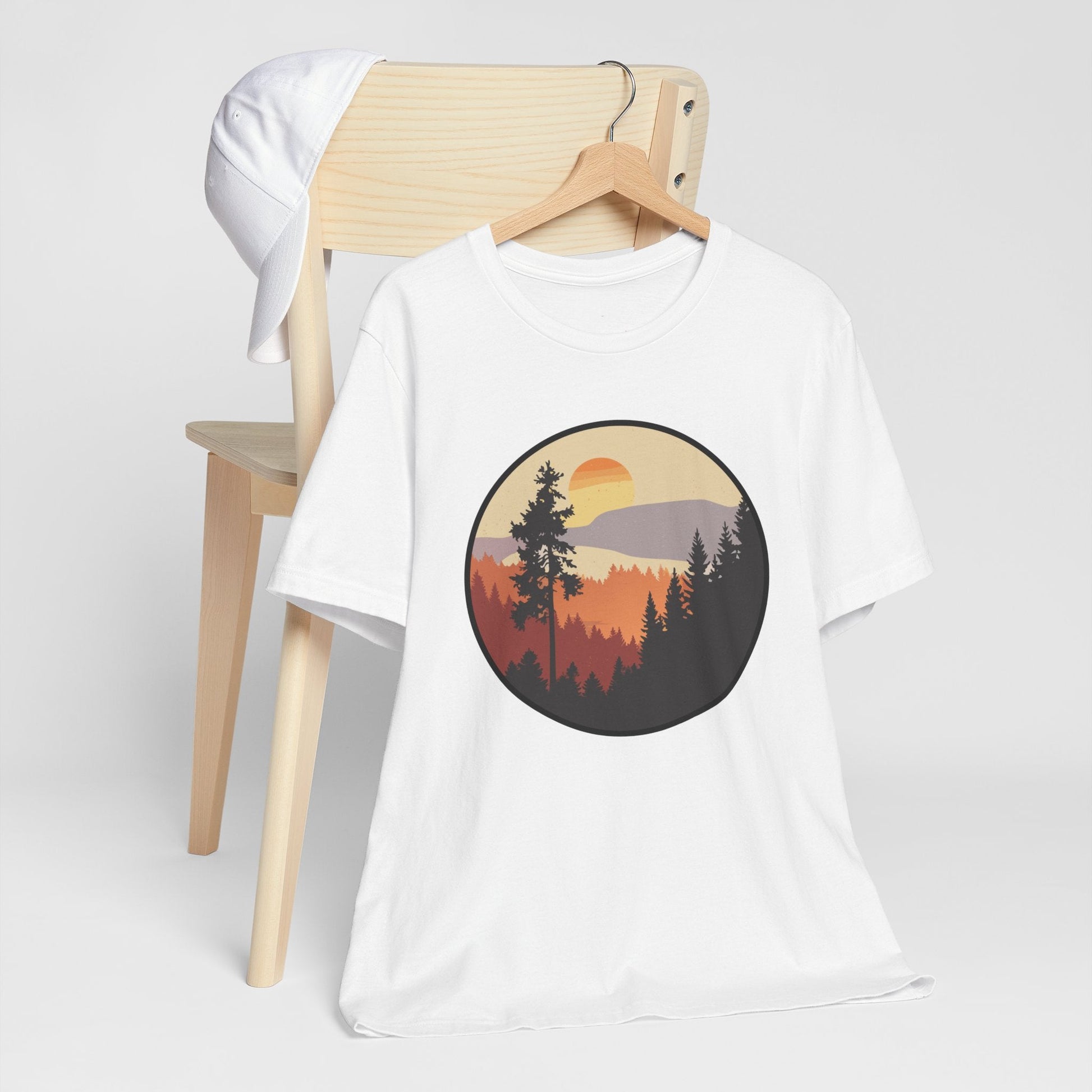 Sunset Forest Unisex Tee | Nature Lover Shirt, Hiking Apparel, Outdoor Gift, Eco-Friendly Fashion, Casual Wear Boho Wear