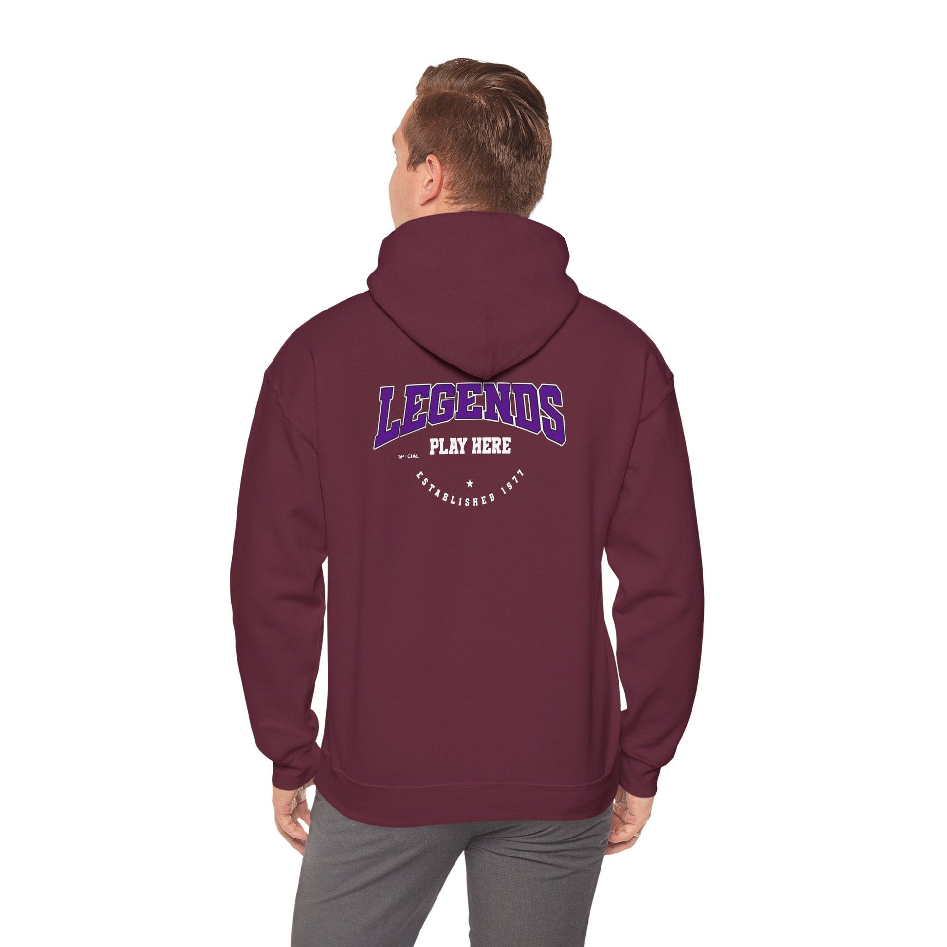 Legends Play Here Hoodie | Unisex Heavy Blend™ Sweatshirt for Gamers, Casual Wear, Friends Gatherings, Cozy Gift Ideas, Unique Style Boho Wear