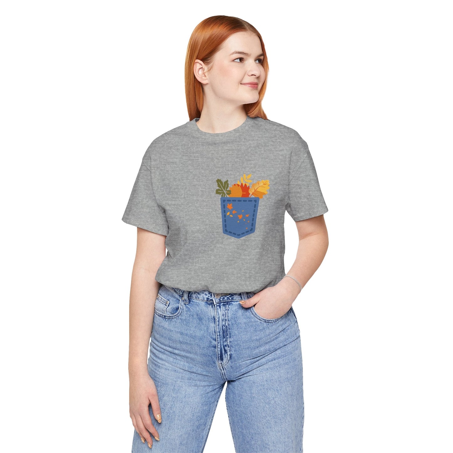 Pocket Boho Tee - Funny Botanic Autumn Design Printify