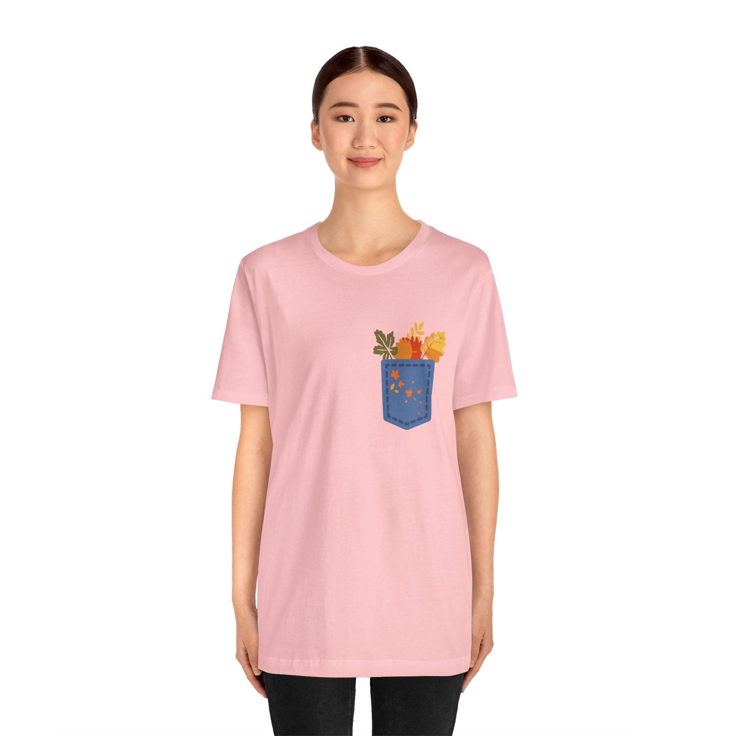 Pocket Boho Tee - Funny Botanic Autumn Design Boho Wear