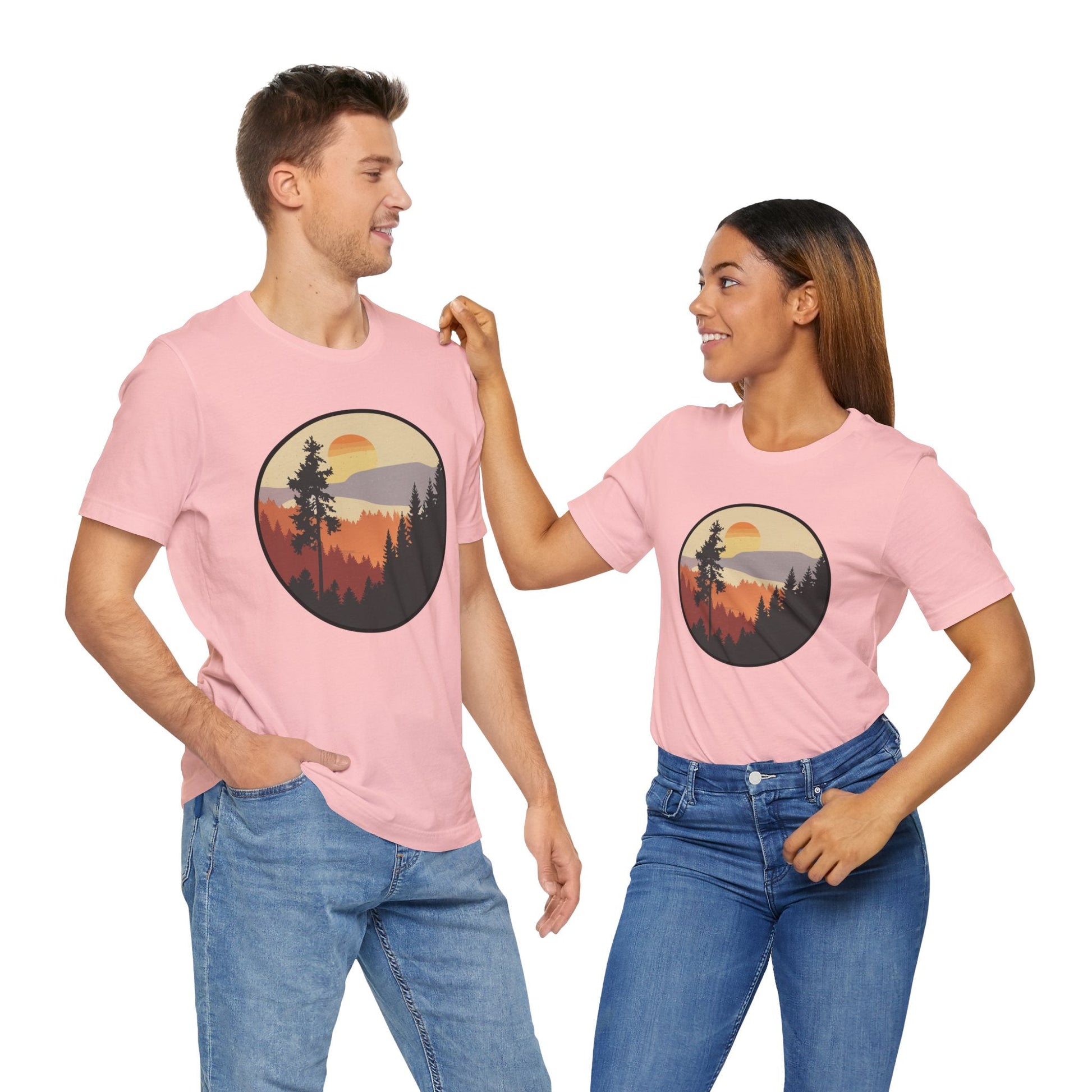 Sunset Forest Unisex Tee | Nature Lover Shirt, Hiking Apparel, Outdoor Gift, Eco-Friendly Fashion, Casual Wear Boho Wear