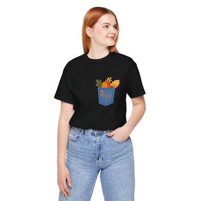 Pocket Boho Tee - Funny Botanic Autumn Design Printify