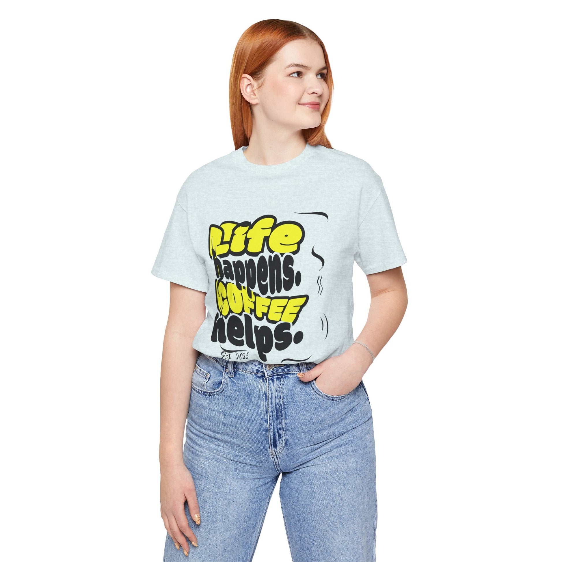 Coffee Lover T-Shirt - Life happens Coffee helps Boho Wear