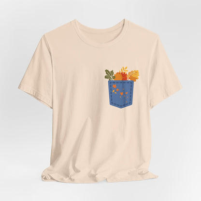 Pocket Boho Tee - Funny Botanic Autumn Design Printify