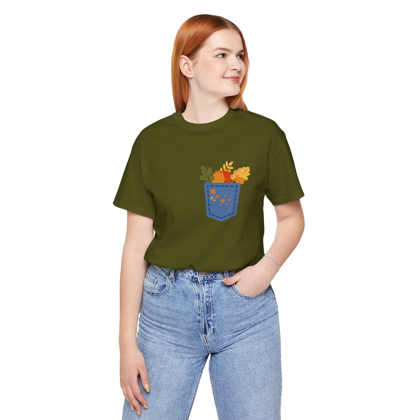 Pocket Boho Tee - Funny Botanic Autumn Design Printify