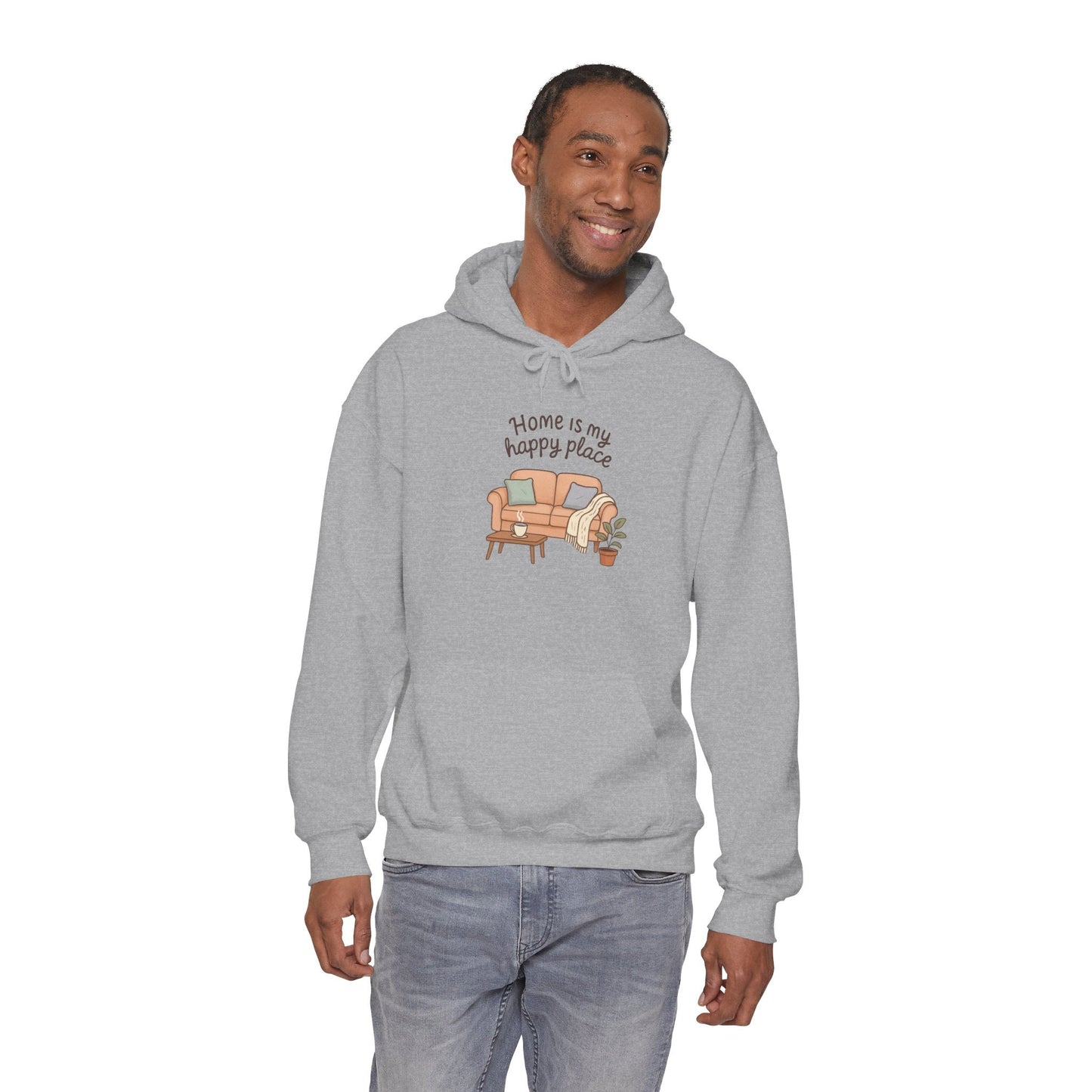 Hooded Sweatshirt - 'Home Is My Happy Place' Design Boho Wear