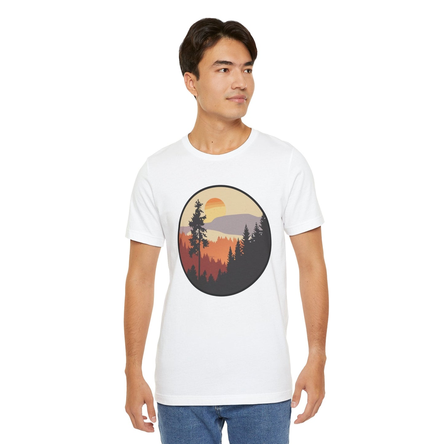 Sunset Forest Unisex Tee | Nature Lover Shirt, Hiking Apparel, Outdoor Gift, Eco-Friendly Fashion, Casual Wear Boho Wear