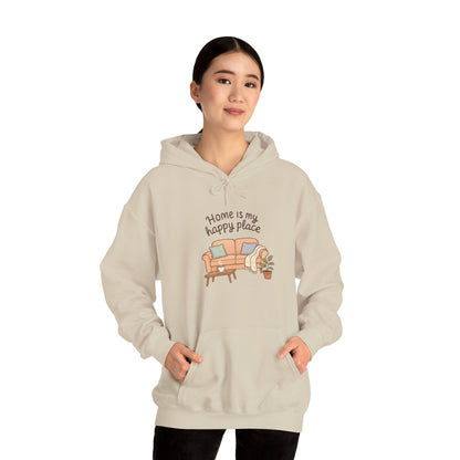 Hooded Sweatshirt - 'Home Is My Happy Place' Design Boho Wear