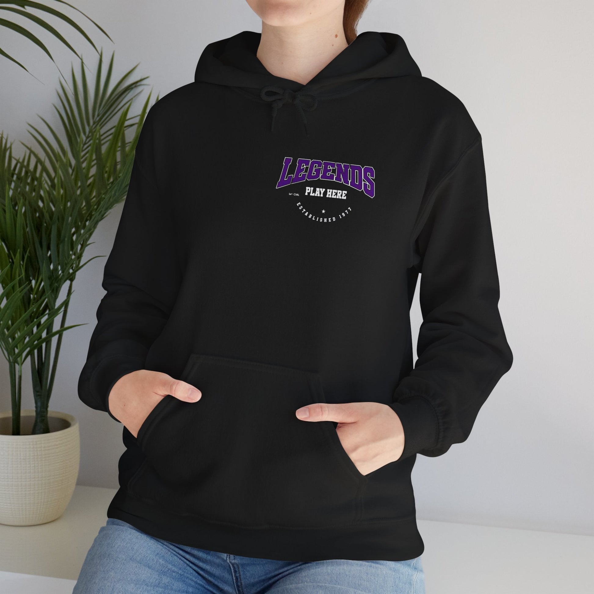 Legends Play Here Hoodie | Unisex Heavy Blend™ Sweatshirt for Gamers, Casual Wear, Friends Gatherings, Cozy Gift Ideas, Unique Style Boho Wear