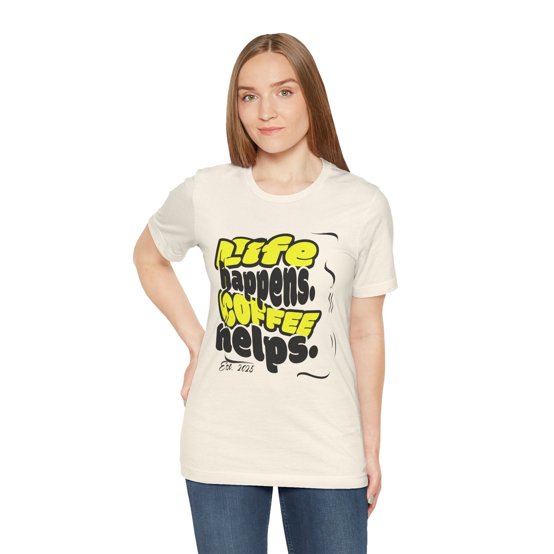 Coffee Lover T-Shirt - Life happens Coffee helps Boho Wear