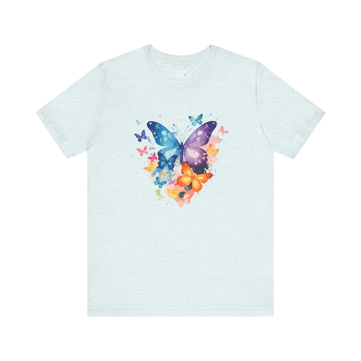 Colorful Butterfly Unisex Jersey Tee, Floral Tee, Butterfly Art Shirt, Gift for Nature Lovers, Summer Style, Nature Inspired Apparel Boho Wear