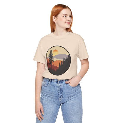 Sunset Forest Unisex Tee | Nature Lover Shirt, Hiking Apparel, Outdoor Gift, Eco-Friendly Fashion, Casual Wear Boho Wear