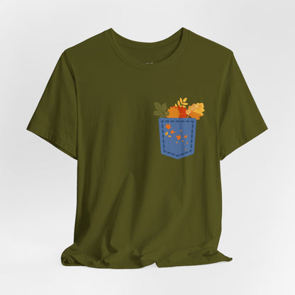 Pocket Boho Tee - Funny Botanic Autumn Design Printify