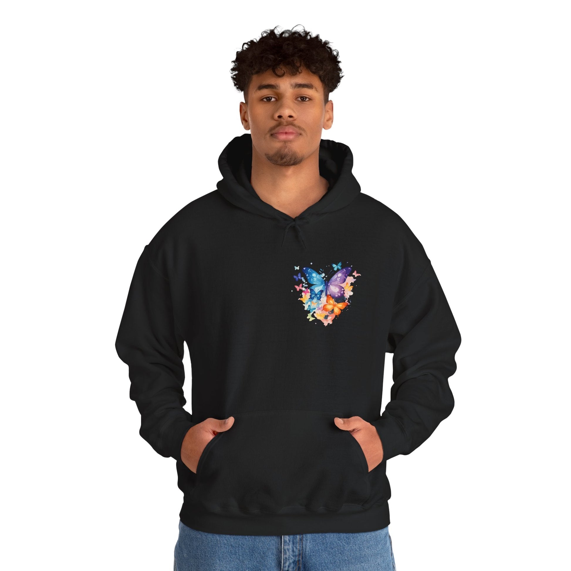 Colorful Butterfly Hoodie - Artistic Unisex Sweatshirt for Spring Adventures Printify