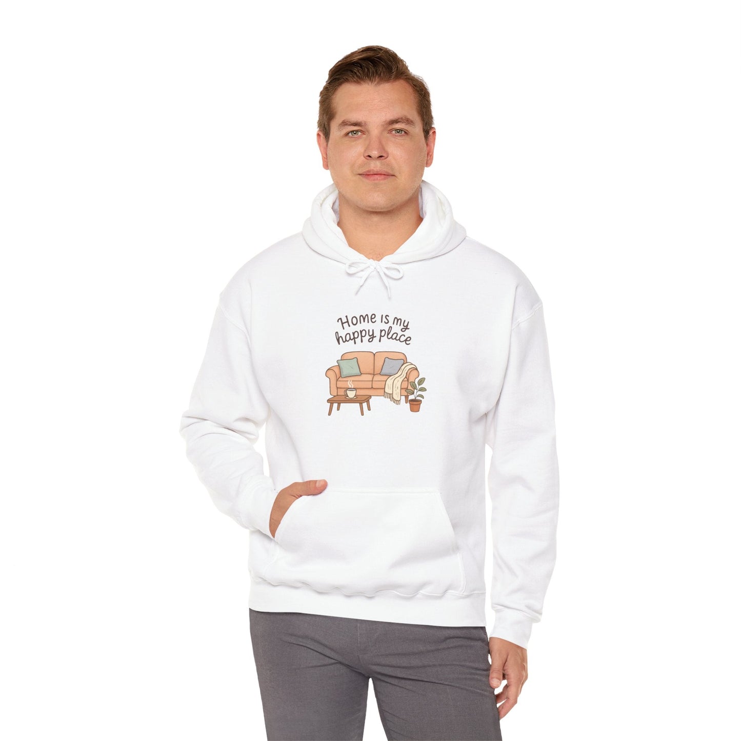 Hooded Sweatshirt - 'Home Is My Happy Place' Design Boho Wear