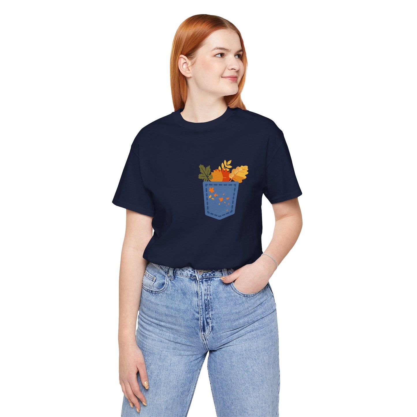 Pocket Boho Tee - Funny Botanic Autumn Design Boho Wear