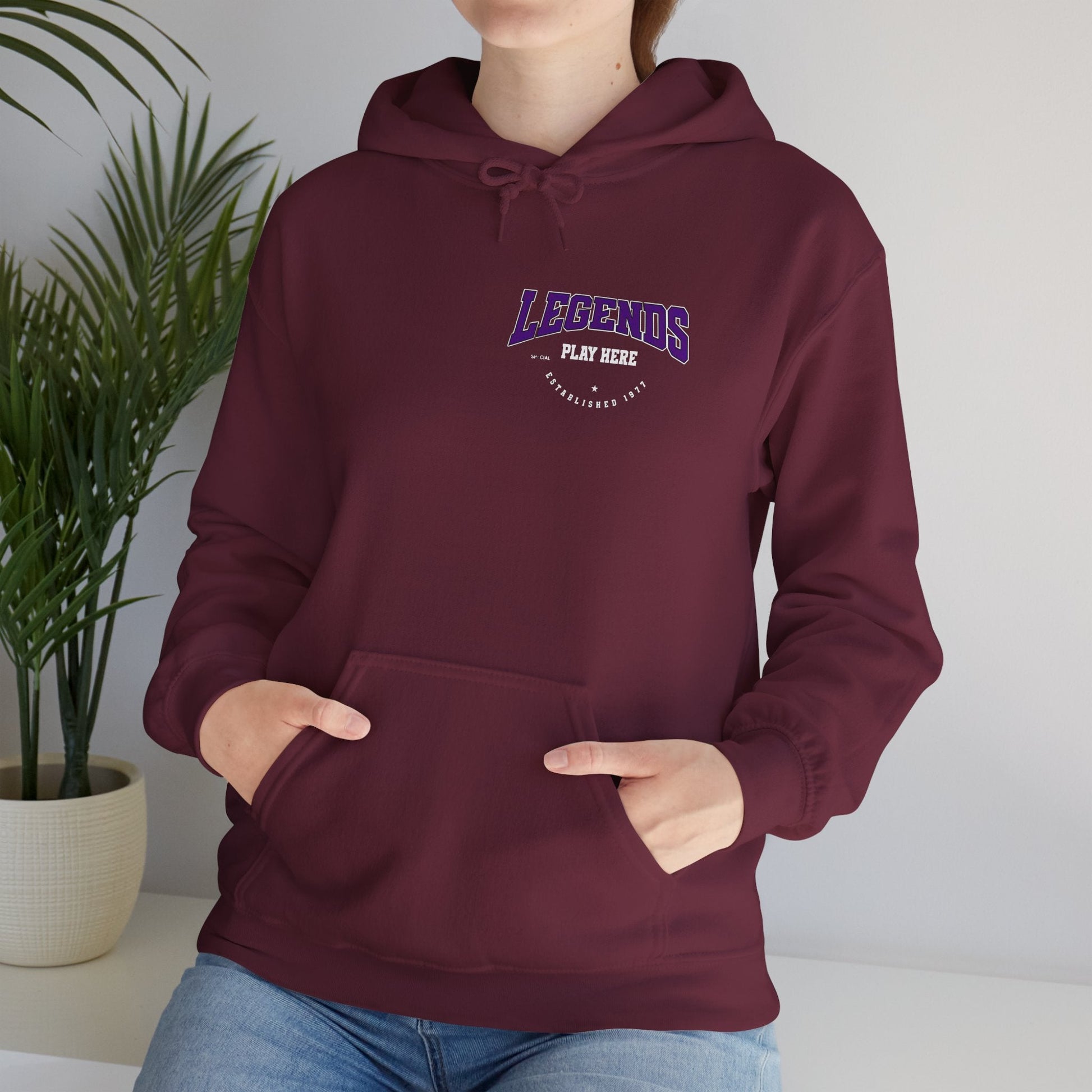 Legends Play Here Hoodie | Unisex Heavy Blend™ Sweatshirt for Gamers, Casual Wear, Friends Gatherings, Cozy Gift Ideas, Unique Style Boho Wear