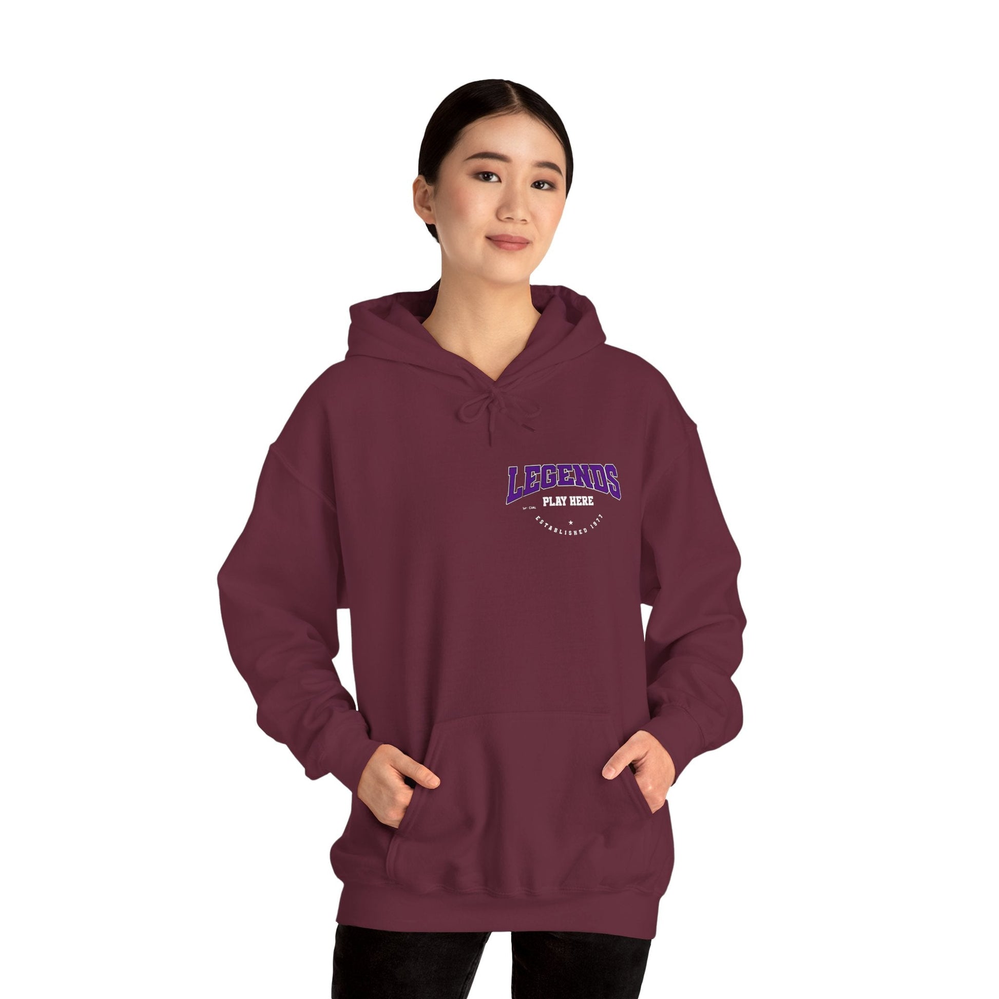 Legends Play Here Hoodie | Unisex Heavy Blend™ Sweatshirt for Gamers, Casual Wear, Friends Gatherings, Cozy Gift Ideas, Unique Style Boho Wear