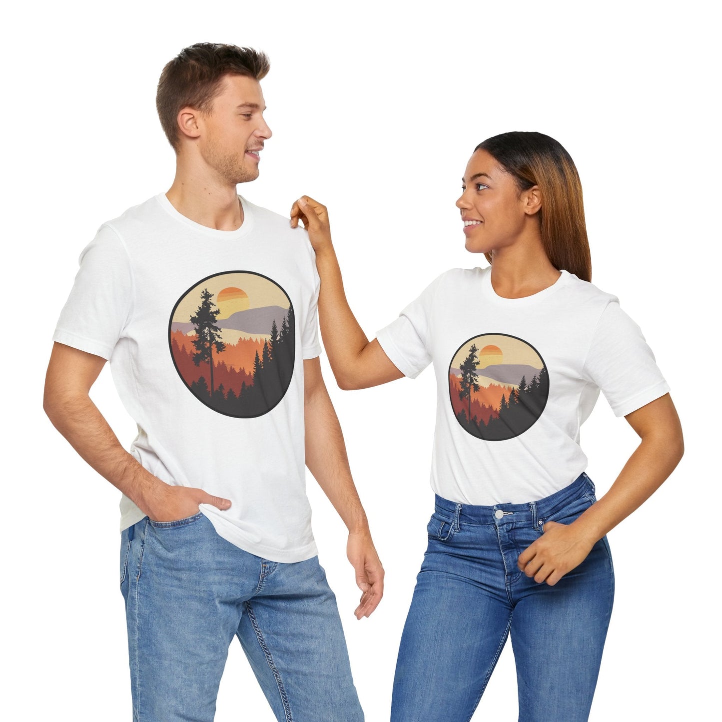 Sunset Forest Unisex Tee | Nature Lover Shirt, Hiking Apparel, Outdoor Gift, Eco-Friendly Fashion, Casual Wear Boho Wear