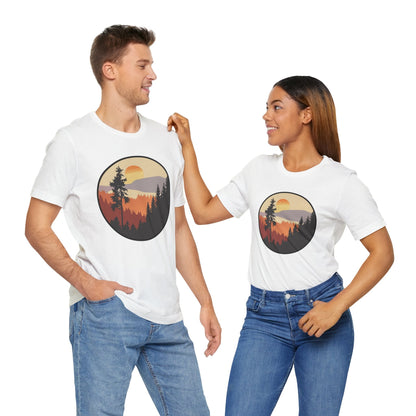 Sunset Forest Unisex Tee | Nature Lover Shirt, Hiking Apparel, Outdoor Gift, Eco-Friendly Fashion, Casual Wear Boho Wear