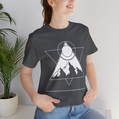 Mountain Sun Graphic Tee, Nature Lover Shirt, Outdoorsy Gift, Bohemian Style T-Shirt, Adventure, Unisex Jet Black Tee Printify