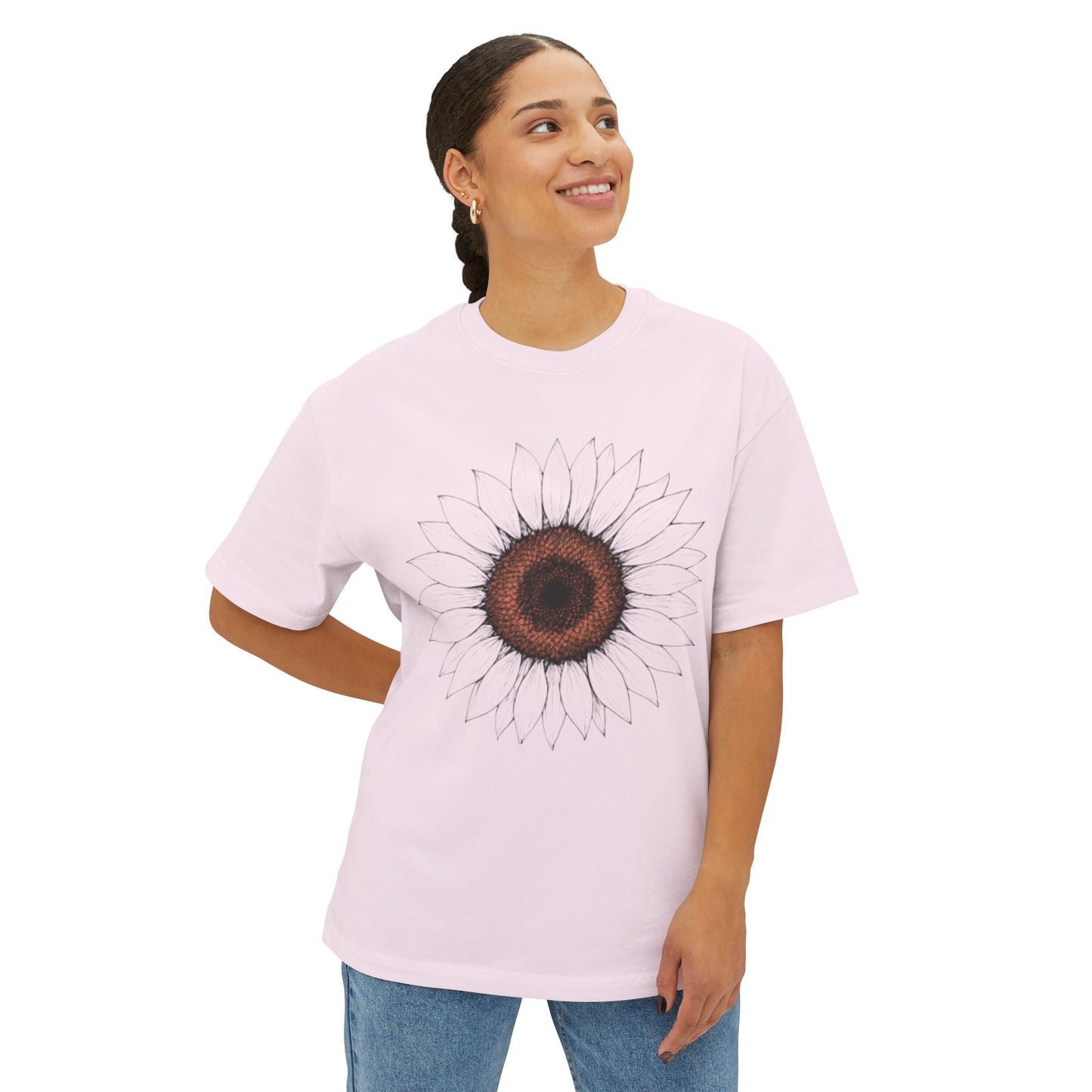 Sunflower Boho Oversized Tee - Funny Unisex T-Shirt Printify