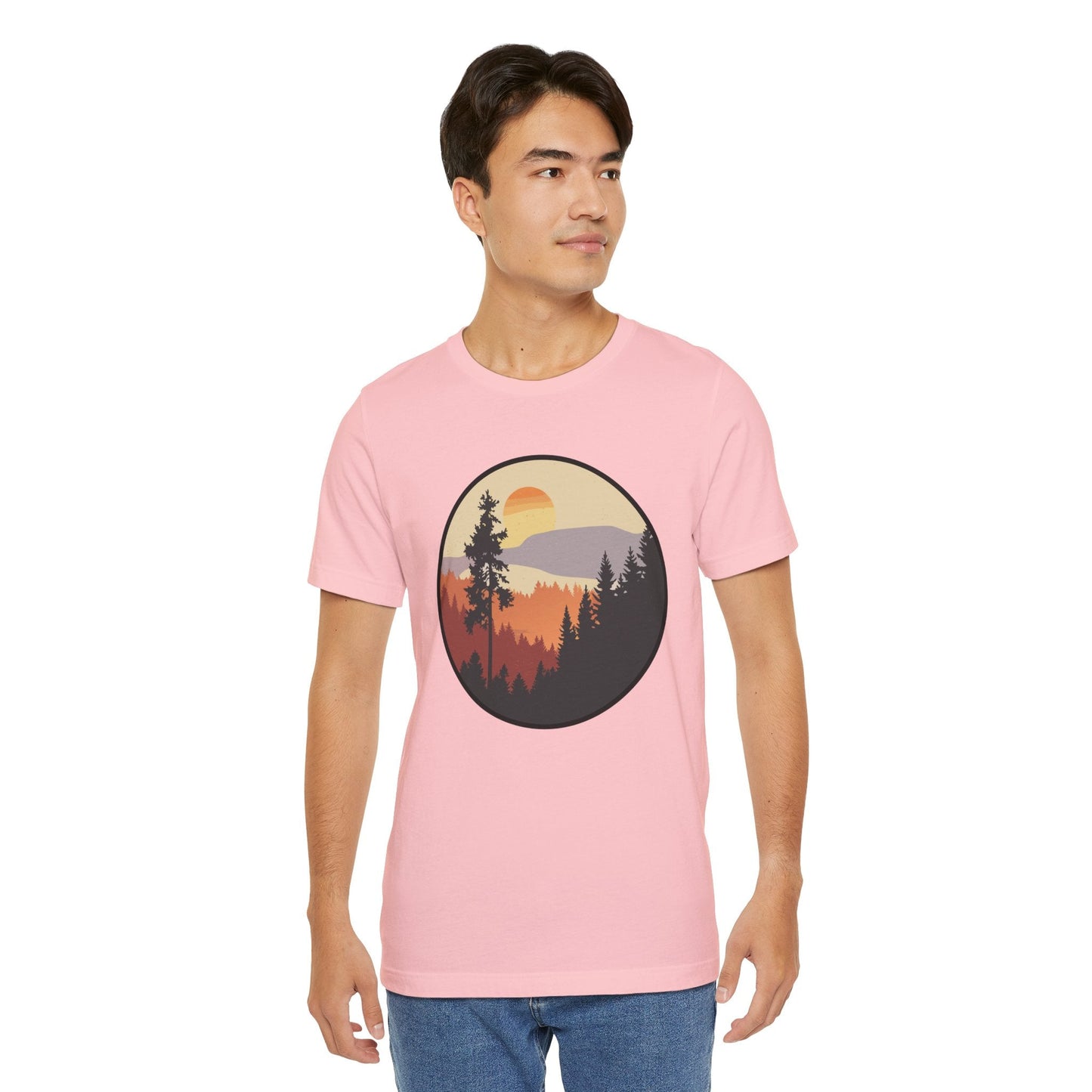 Sunset Forest Unisex Tee | Nature Lover Shirt, Hiking Apparel, Outdoor Gift, Eco-Friendly Fashion, Casual Wear Boho Wear