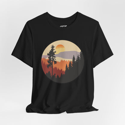 Sunset Forest Unisex Tee | Nature Lover Shirt, Hiking Apparel, Outdoor Gift, Eco-Friendly Fashion, Casual Wear Boho Wear