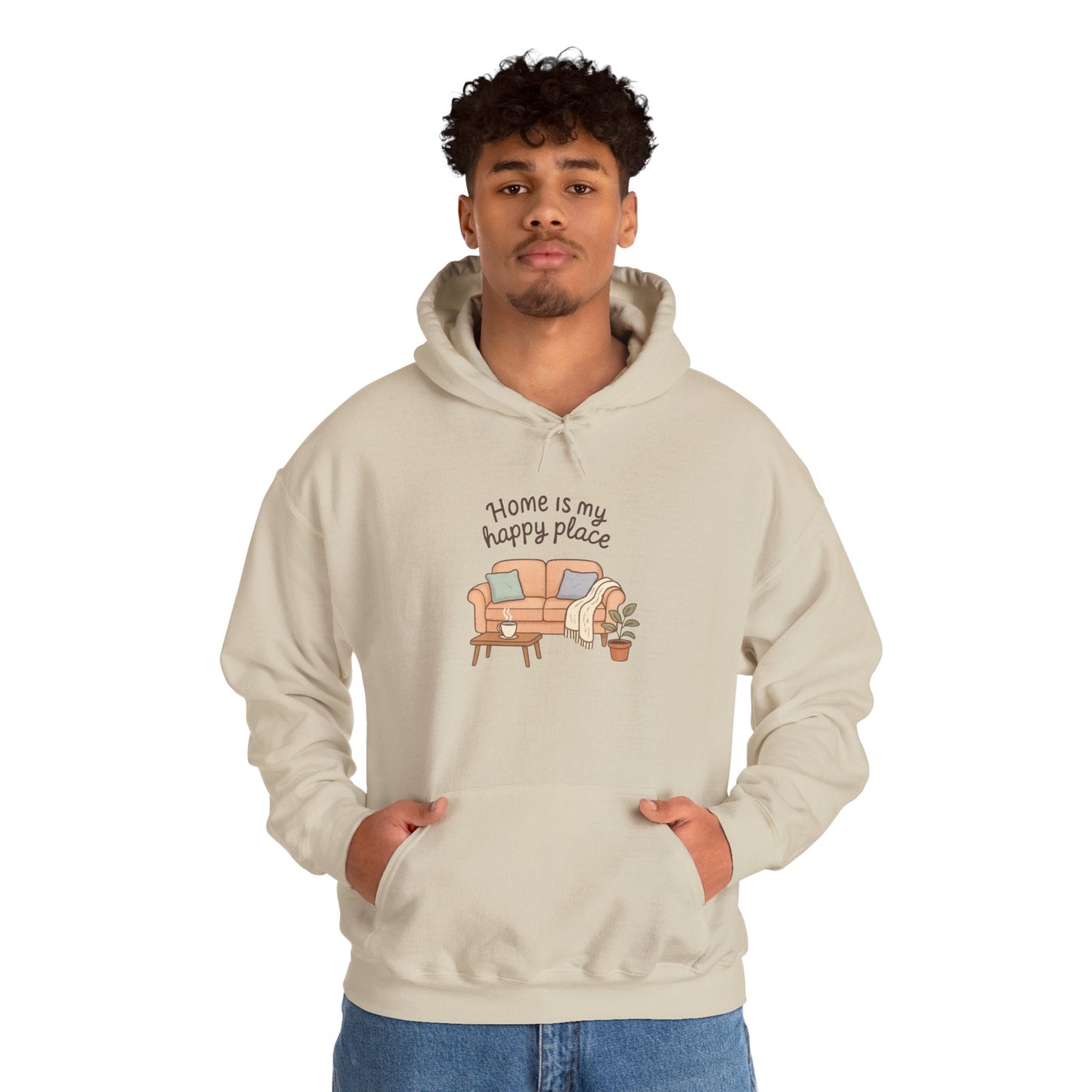 Hooded Sweatshirt - 'Home Is My Happy Place' Design Boho Wear
