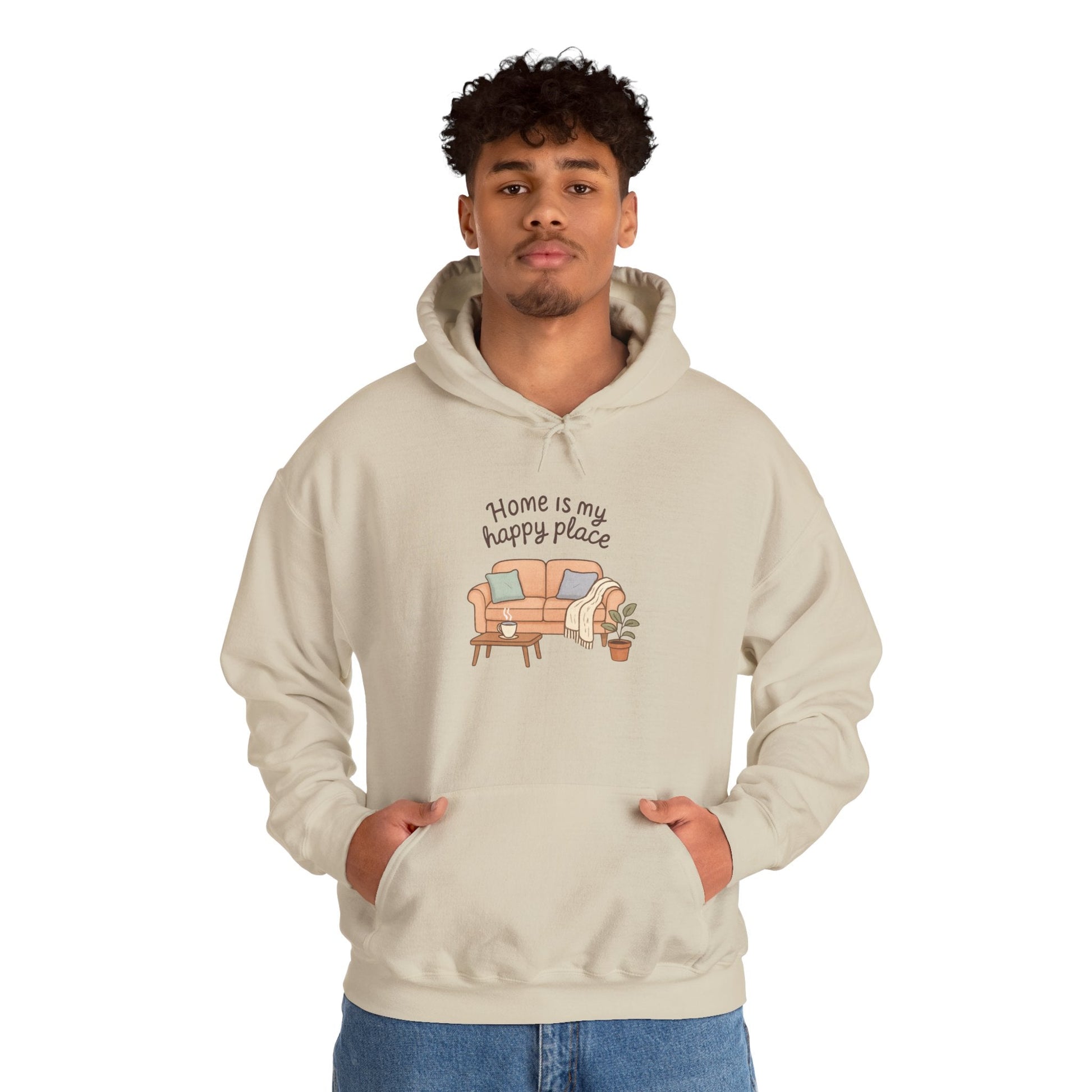 Hooded Sweatshirt - 'Home Is My Happy Place' Design Boho Wear