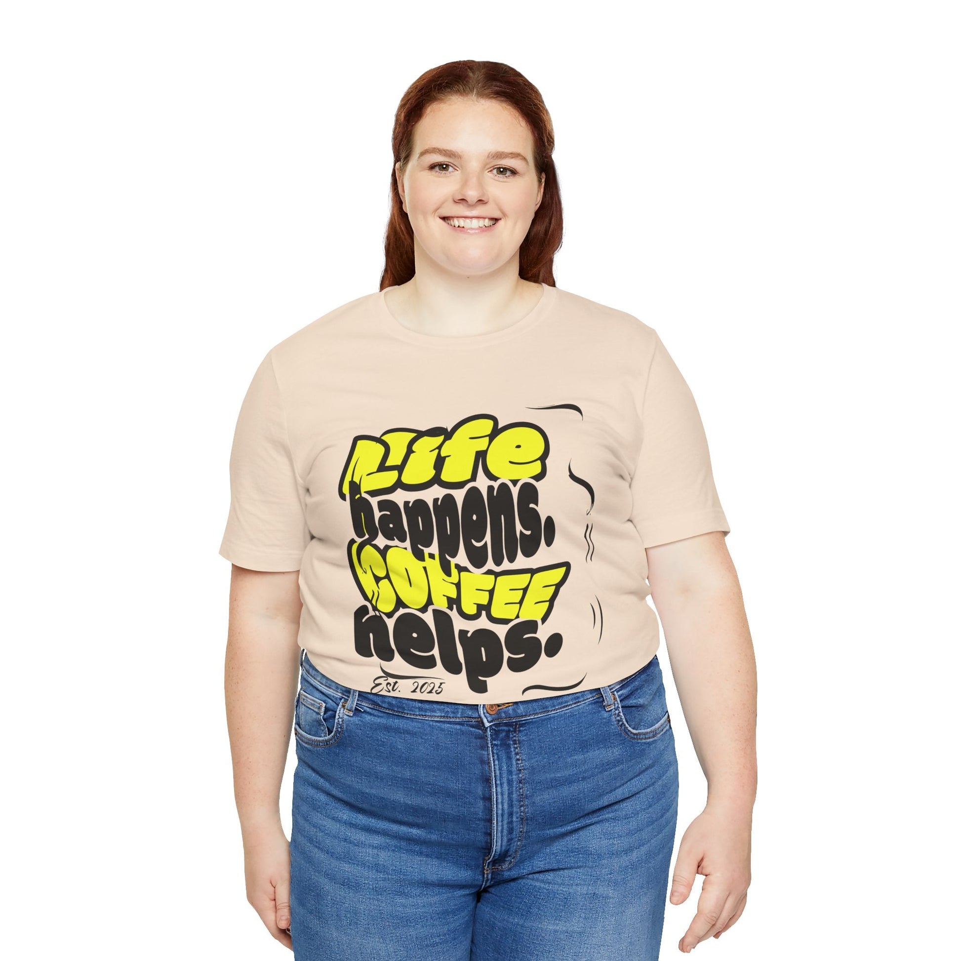 Coffee Lover T-Shirt - Life happens Coffee helps Boho Wear