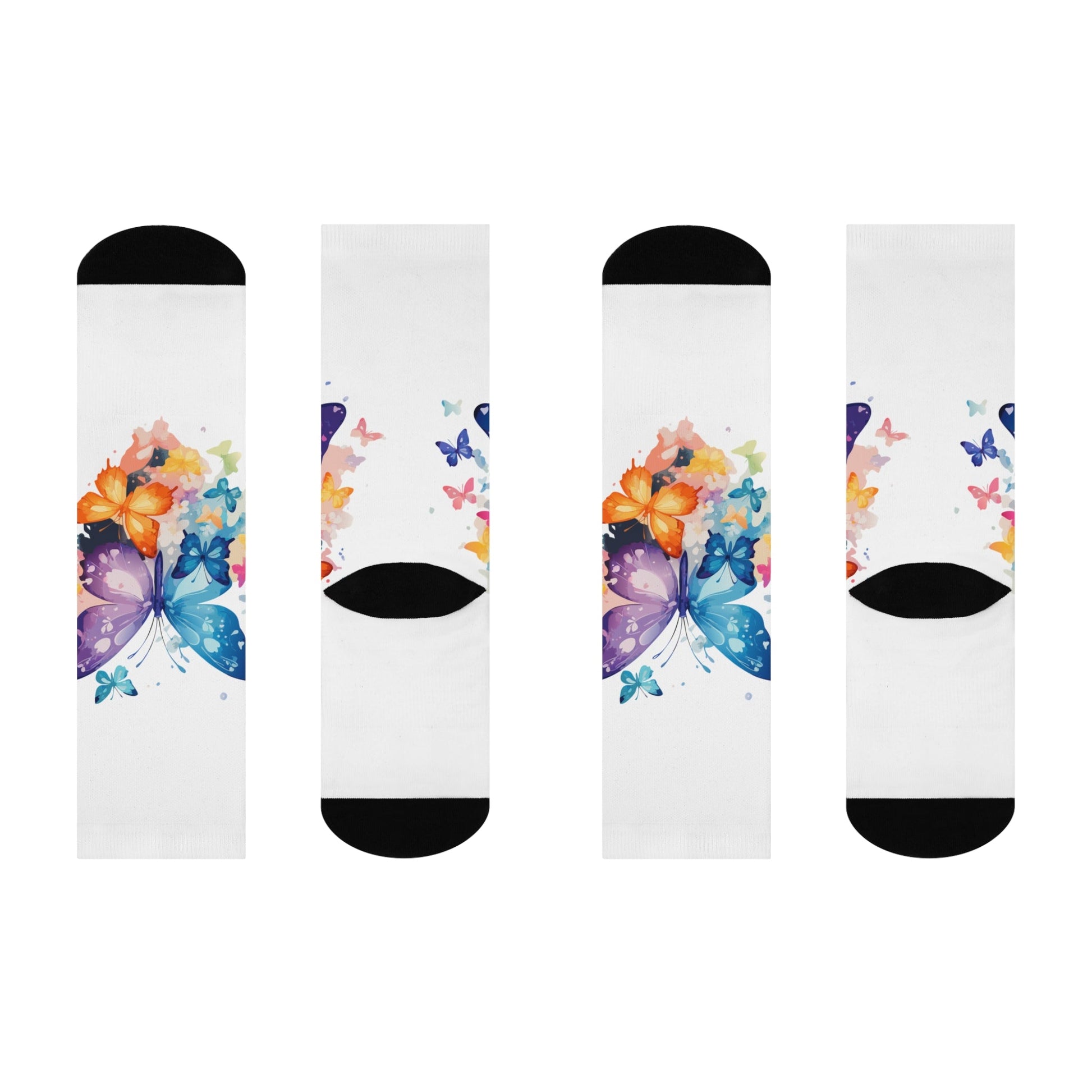 Butterfly Blossom Cushioned Crew Socks - Colorful & Comfortable Printify