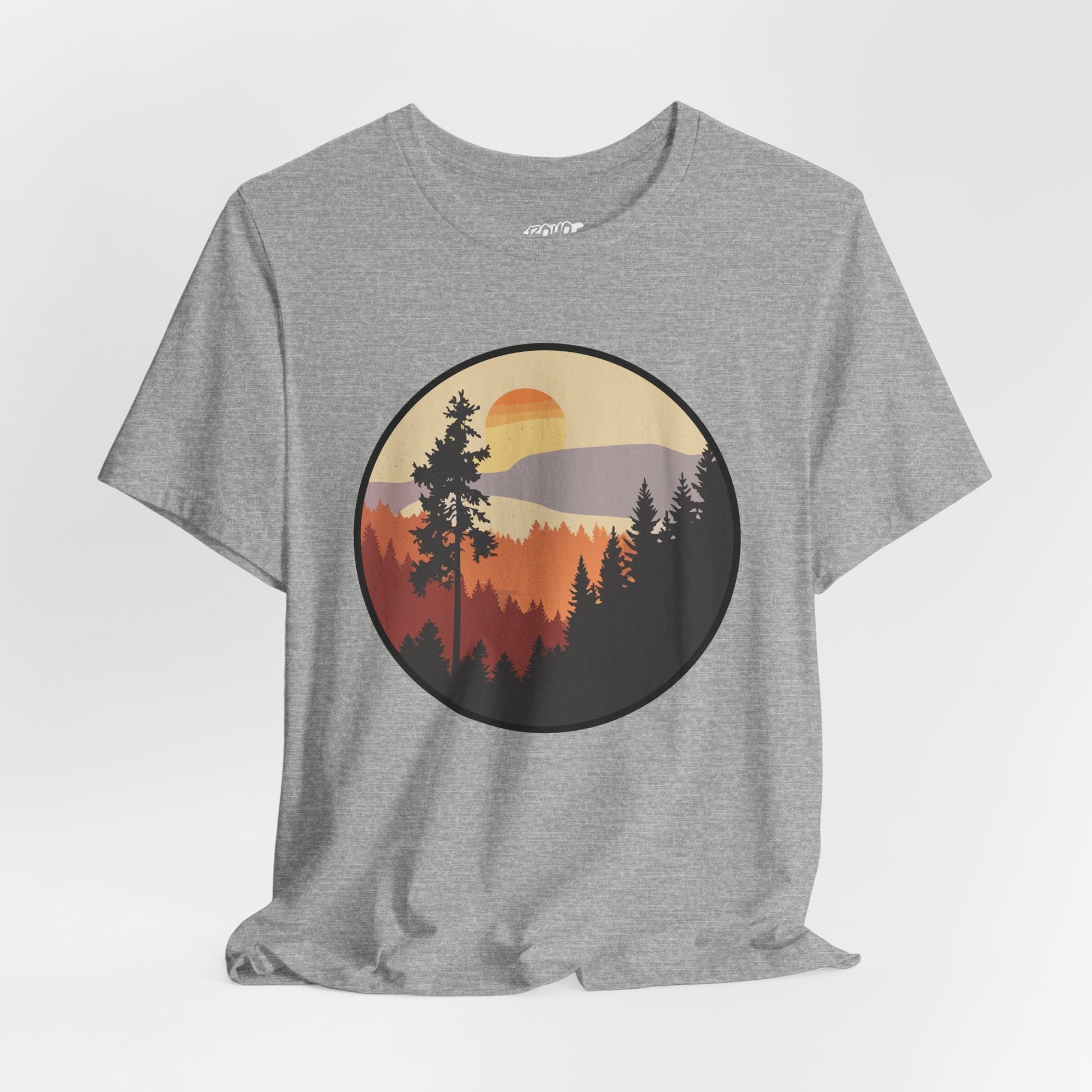 Sunset Forest Unisex Tee | Nature Lover Shirt, Hiking Apparel, Outdoor Gift, Eco-Friendly Fashion, Casual Wear Boho Wear
