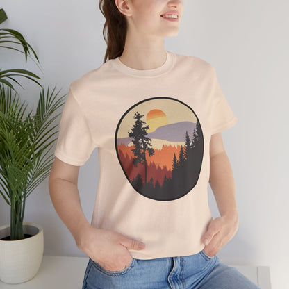 Sunset Forest Unisex Tee | Nature Lover Shirt, Hiking Apparel, Outdoor Gift, Eco-Friendly Fashion, Casual Wear Boho Wear